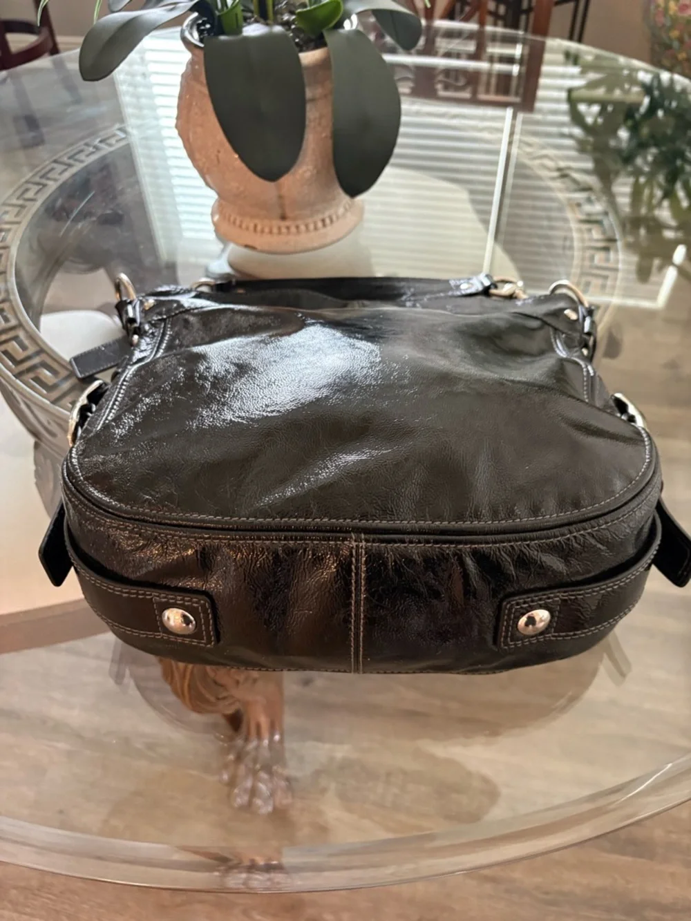 🖤💜COACH BLACK PATENT LEATHER HOBO/SHOULDER BAG!🖤💜